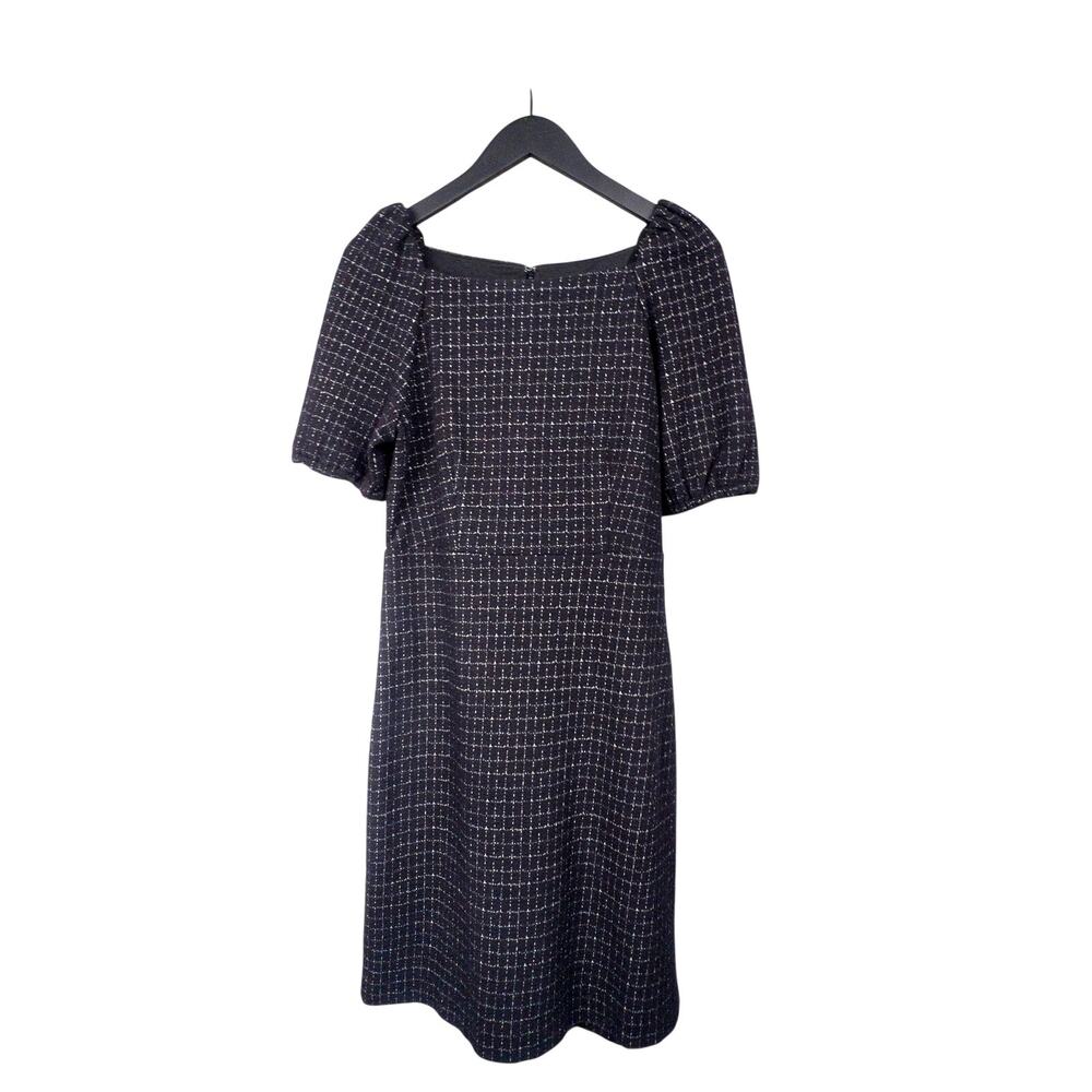 Ann Taylor Black Sheath Dress 8P Textured Workwear Dark Academia Chic